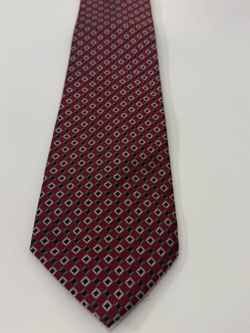 Men's Burgundy Geometric Tie - Unbranded